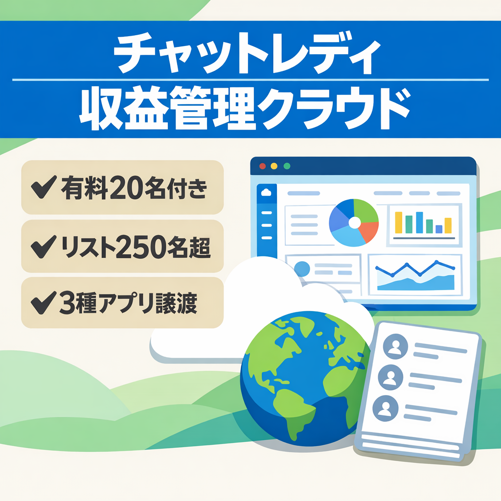 【有料20名・250名ハウスリスト付】チャットレディ収益管理SaaS｜広告ゼロ1年運用・個人法人向けパッケージ【引継サポート有】