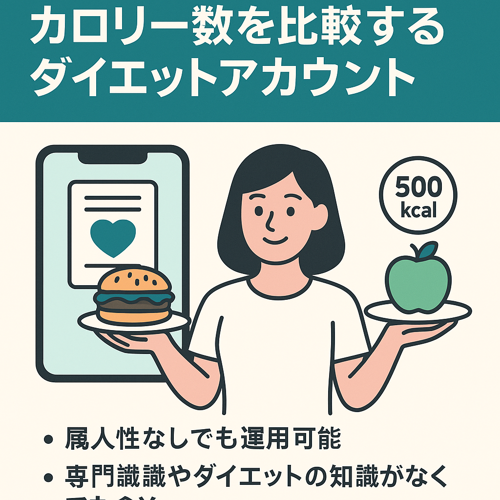【1投稿作成1時間以内◎属人性なし、専門知識なしでもOK】カロリー数を比較するダイエットアカウント。