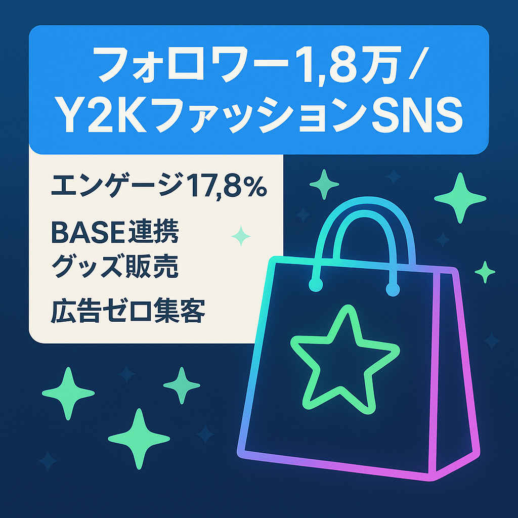 【フォロワー1.8万人】Z世代向けY2Kファッション発信！グッズ販売実績あり！
