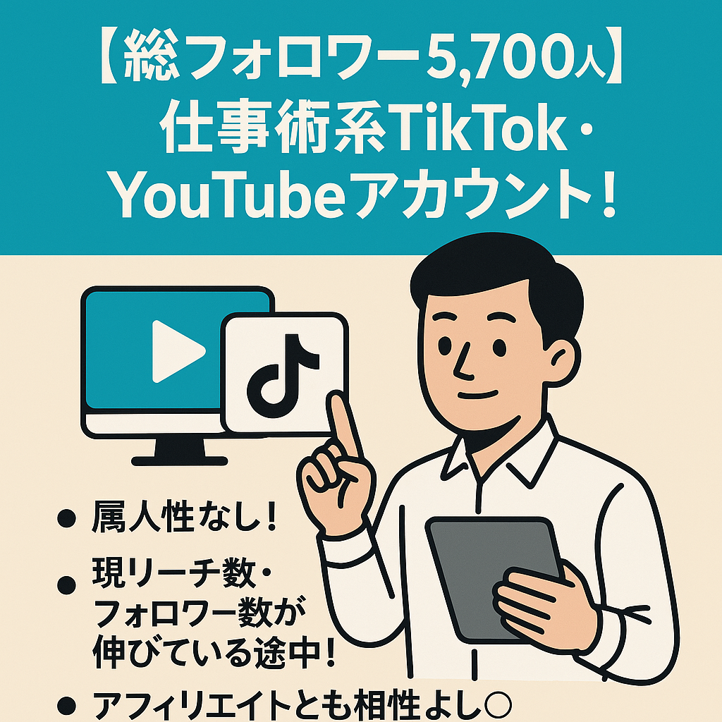 【総フォロワー5,700人】仕事術系のTikTok・Youtubeアカウント！
