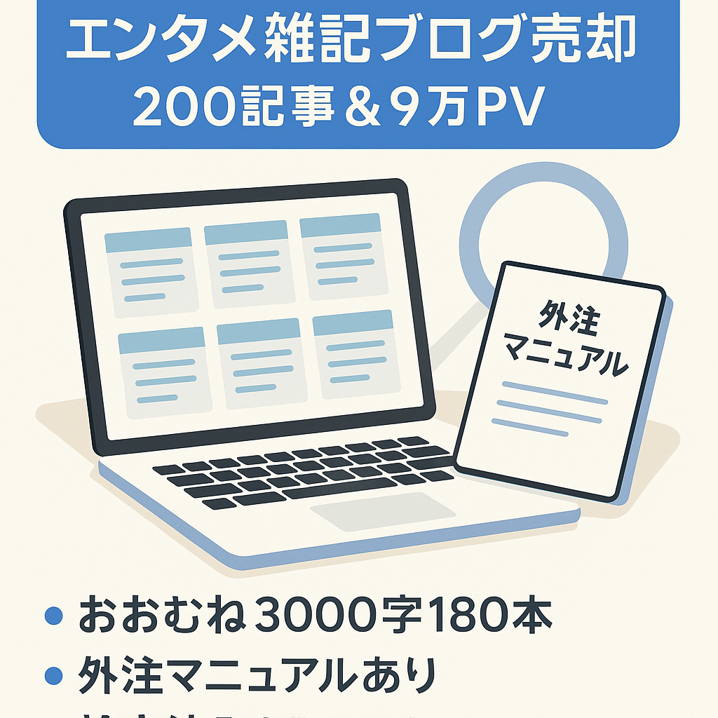 【外注自動化完全マニュアル完備】200記事以上！1日1記事で月9万PV以上のエンタメ雑記ブログ