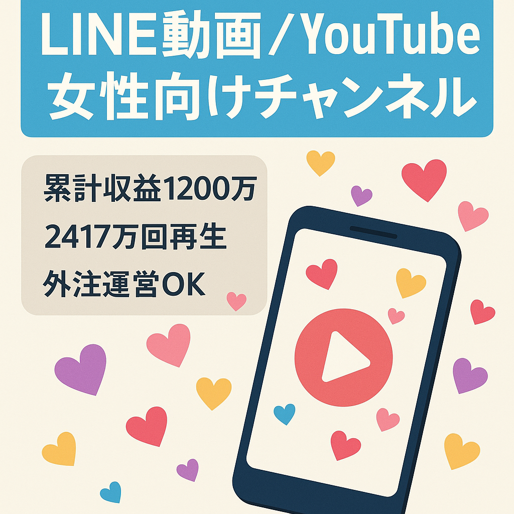 【総収益1200万円】登録者18,000人のLINE動画Youtubeチャンネル。女性向けのコンテンツ作成を検討中の方にも最適！