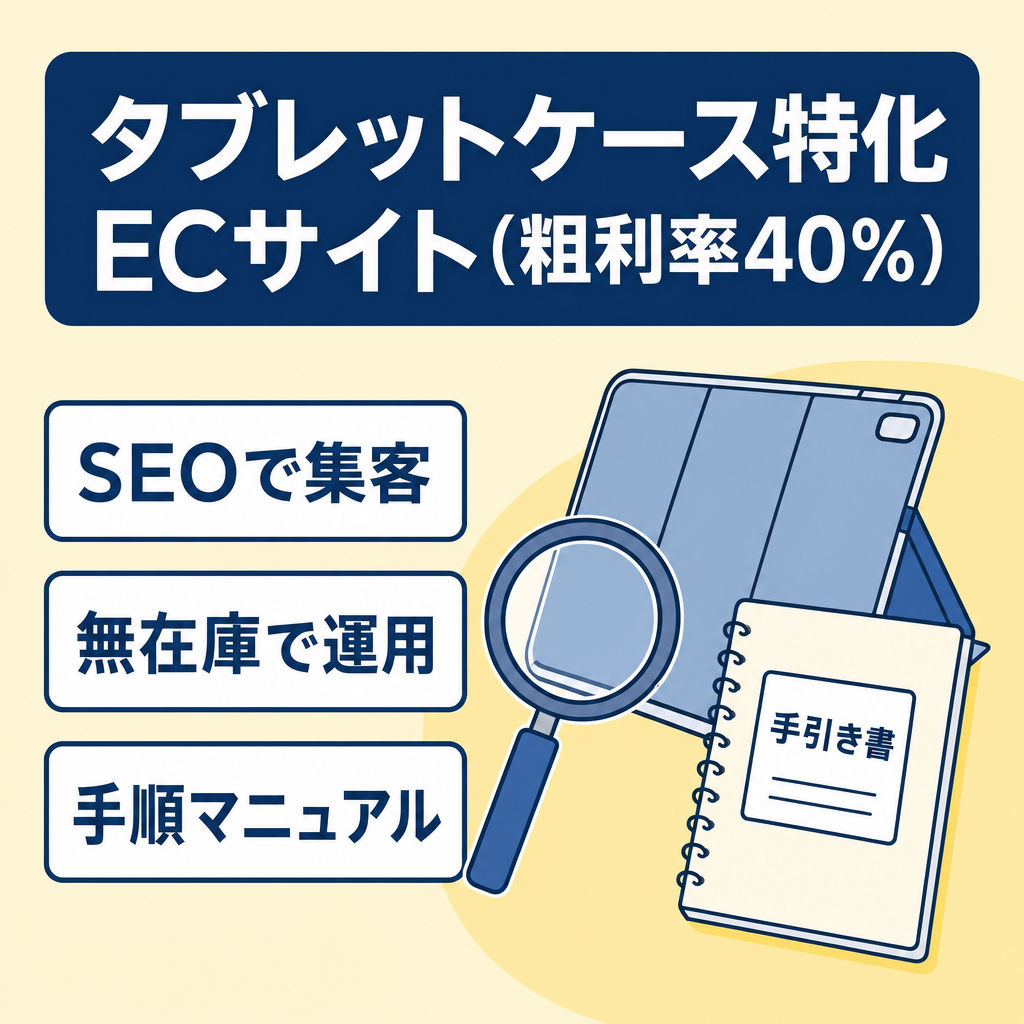SEOが効いた集客力のタブレットケース特化EC！粗利率40%の高収益モデル