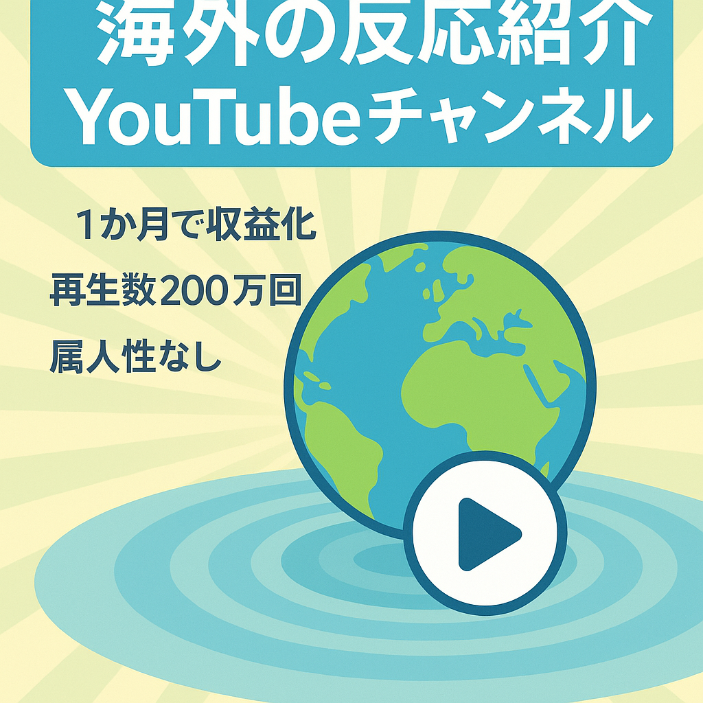 【開始１か月で収益化】海外の反応紹介YouTubeチャンネル【11月収益15万着地予定/属人性無/総再生200万回】