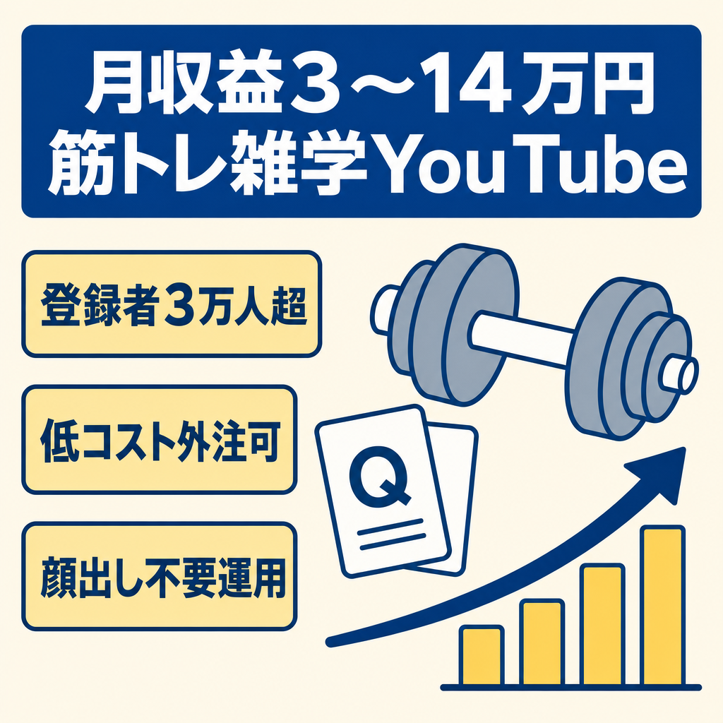 【月収益3~14万円】登録者3万人越え筋トレ系雑学系YouTubeチャンネル