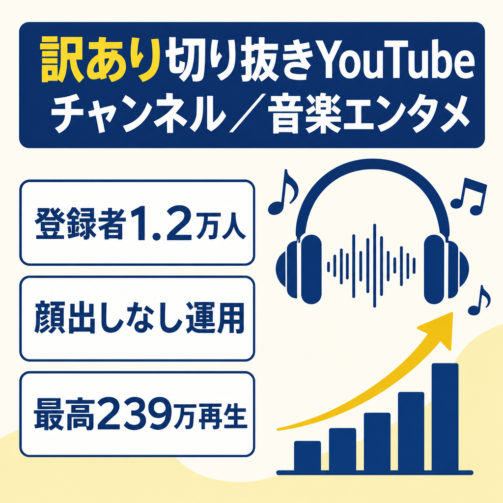 訳あり：切り抜き：登録者1.2万人超｜顔出しなし｜音楽・エンタメ系YouTubeチャンネル（最高動画239万再生）