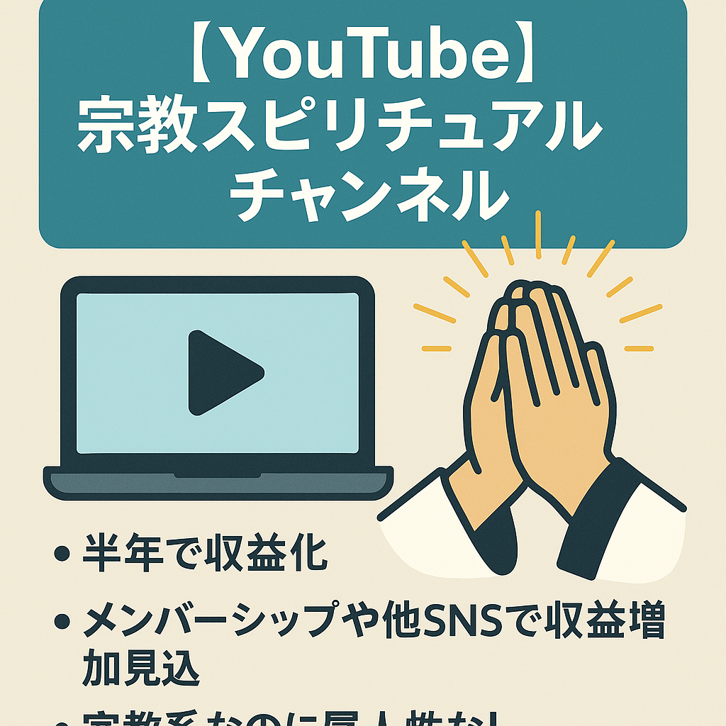 【YouTube  収益増加の可能性大】宗教スピリチュアルチャンネル！非属人！簡単な動画編集！使用中の祈祷音声プレゼント！