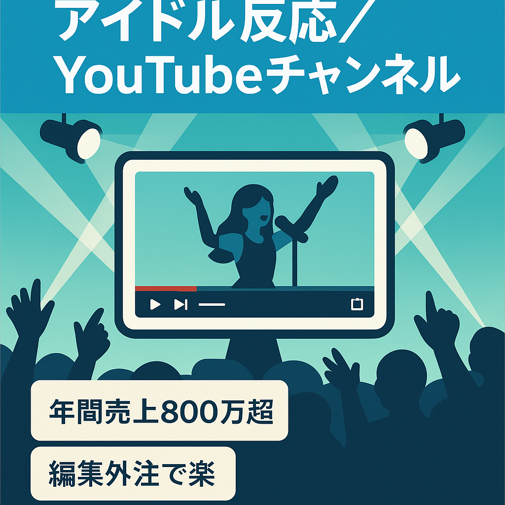 【年間売上800万以上・編集のみ外注運営】某アイドルグループの反応YouTubeチャンネル・登録者数1.5万人以上【先月の利益100万以上】