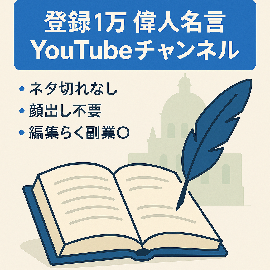 【登録者数1万人越え↑/ 属人性なし / 顔出しなし】歴史的偉人の名言を紹介するチャンネル / 副業にオススメ！