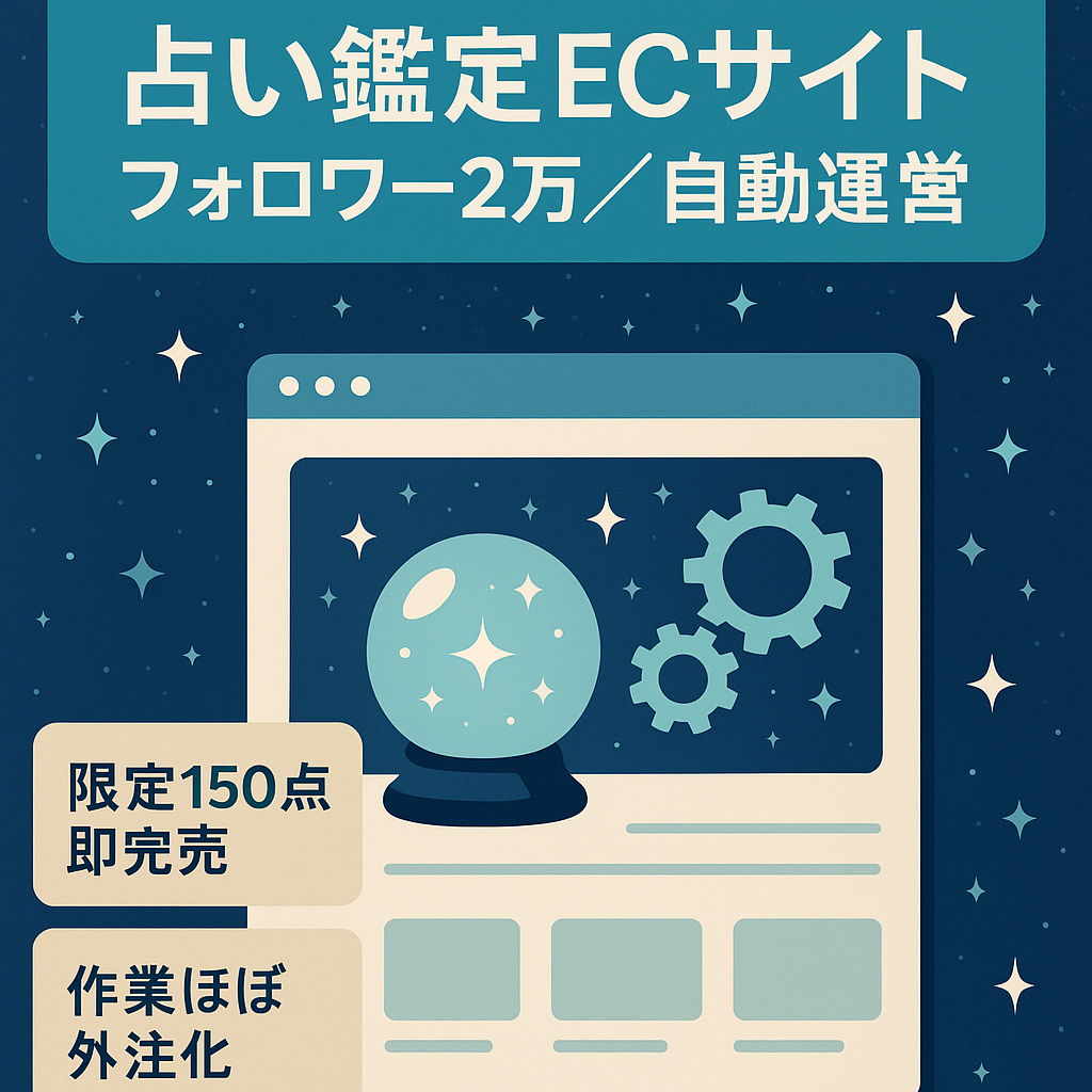 【月最高売上180万円】仕入無しで、外注までの作業がオートメーション化されている占い鑑定ECサイト〈フォロワー合計20,000名超〉