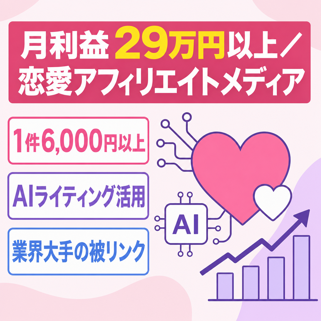 【月利益29万円以上】ニッチな恋愛ジャンルのアフィリエイトメディア【AI利用】