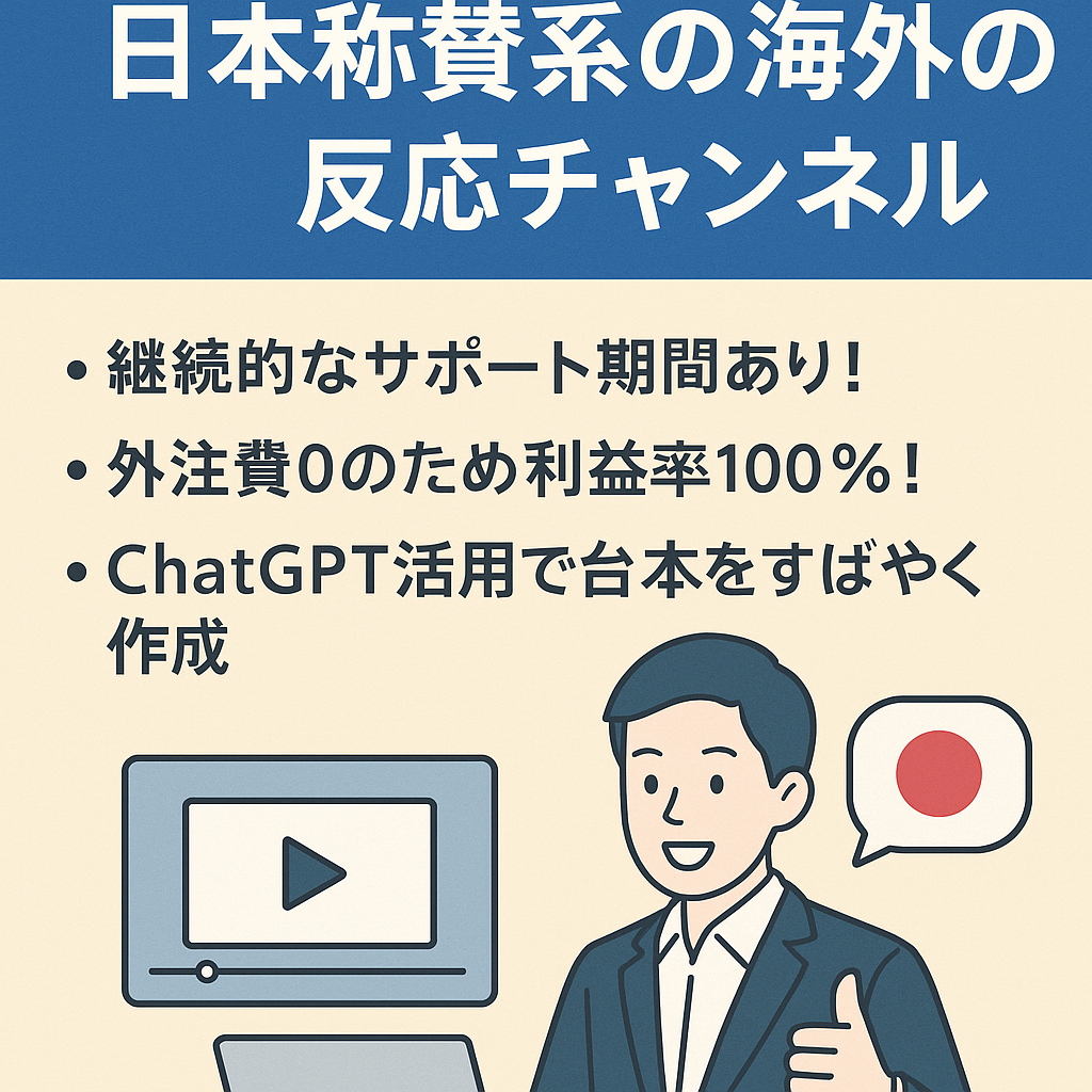 【月間収益10万円以上】日本称賛系の海外の反応チャンネル【動画作成手順・運用ノウハウ引継ぎあり】