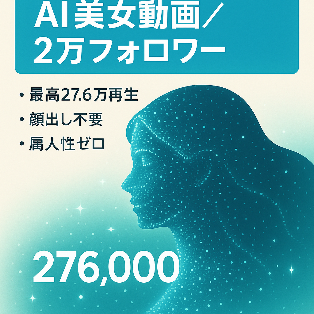 【Tiktok フォロワー2万人　】属人性無し　AI美女動画