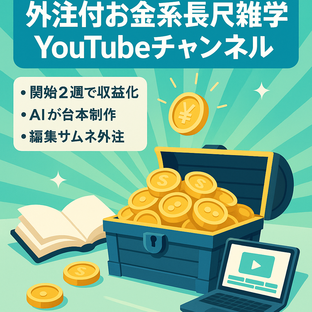 【最終値下げ/外注組織譲渡】お金系長尺雑学チャンネル｜投稿開始から2週間で収益化