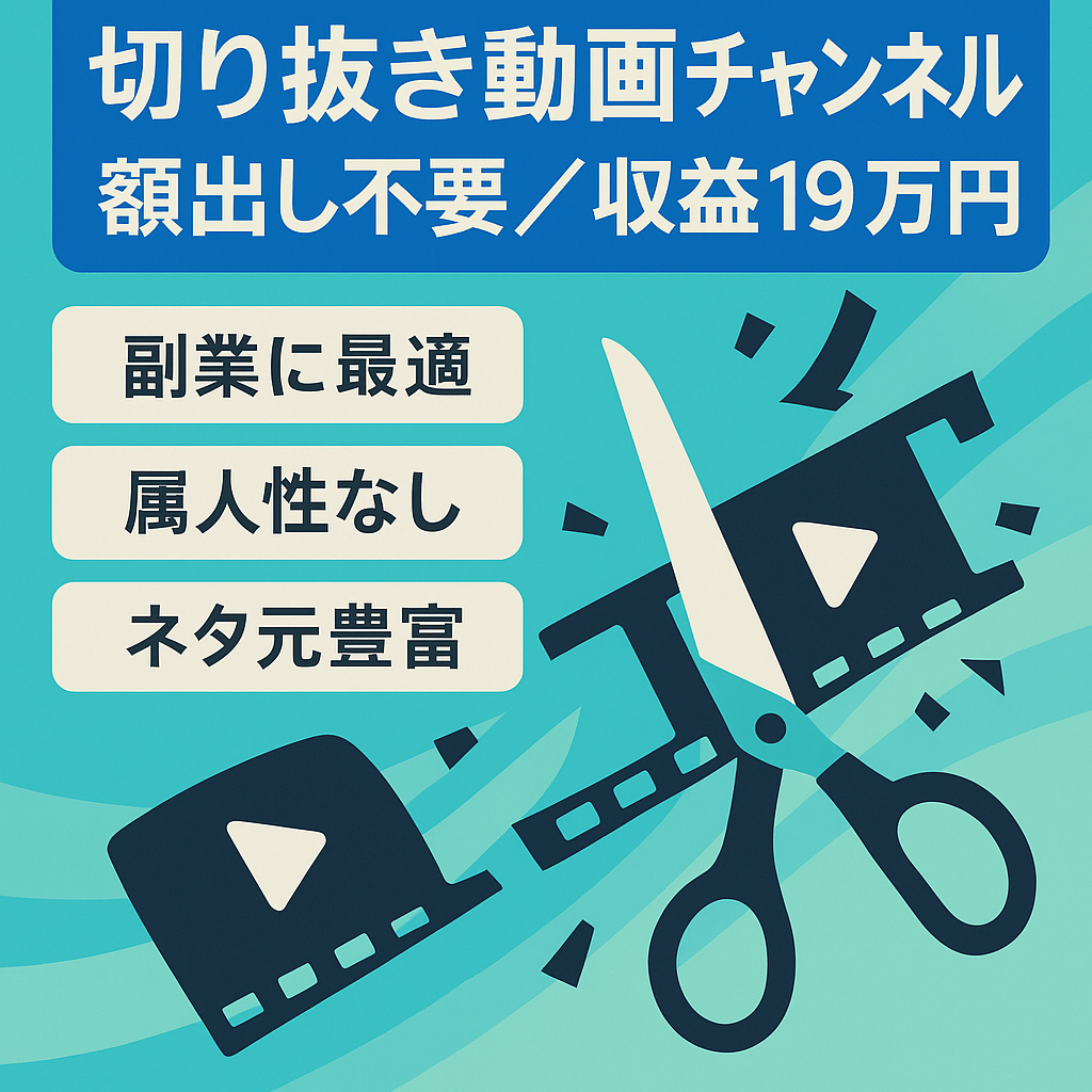 【過去収益19万円】今が旬な切り抜きジャンル【顔出し不要/属人性なし】ネタも元も豊富！【値段交渉歓迎！】