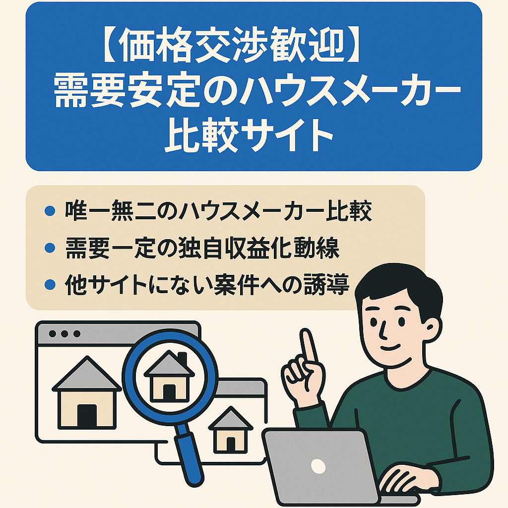 【価格交渉歓迎】需要安定のハウスメーカー比較サイト