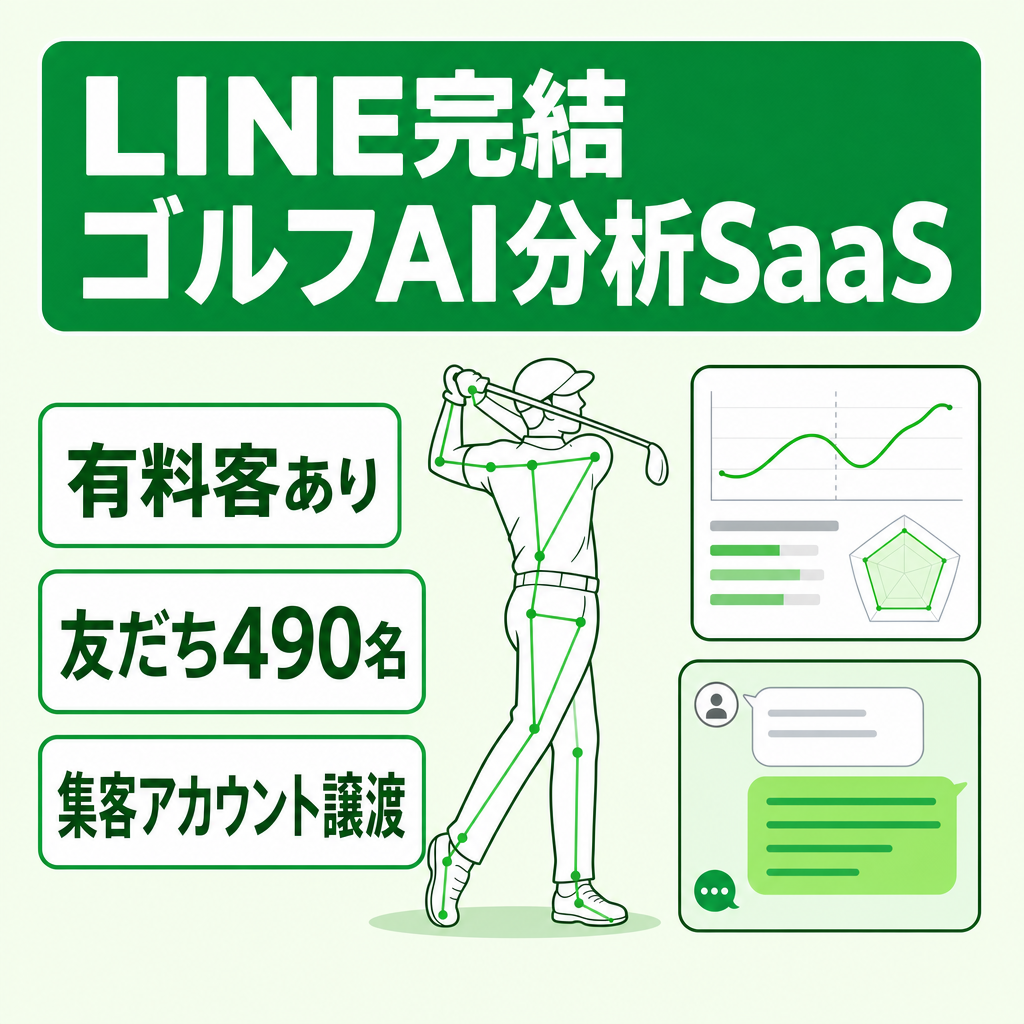 【LINE完結】ゴルフAIスイング分析SaaS｜有料ユーザーあり・即運用可