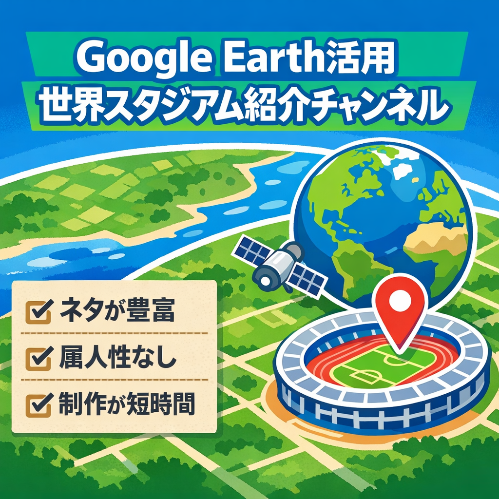 Google Earthを使用して世界のスタジアム（主に陸上競技場）を紹介するチャンネル