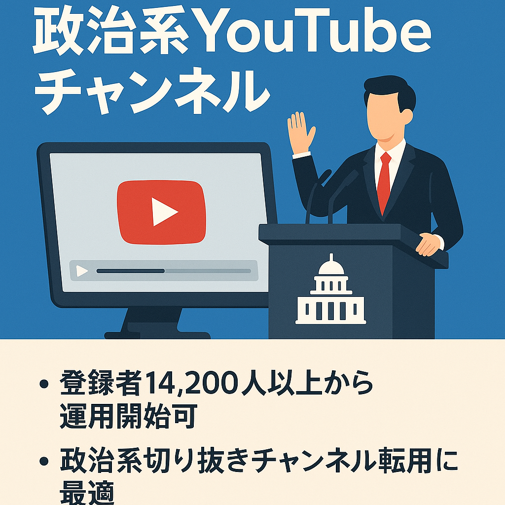 【登録者14,200人以上】政治系Youtubeチャンネル　※政治系切り抜き転用向き