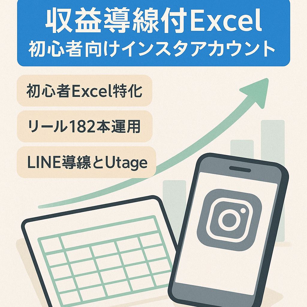 【収益導線あり】Excel初心者向けインスタアカウント｜働き方の自由を叶える発信でファン獲得中