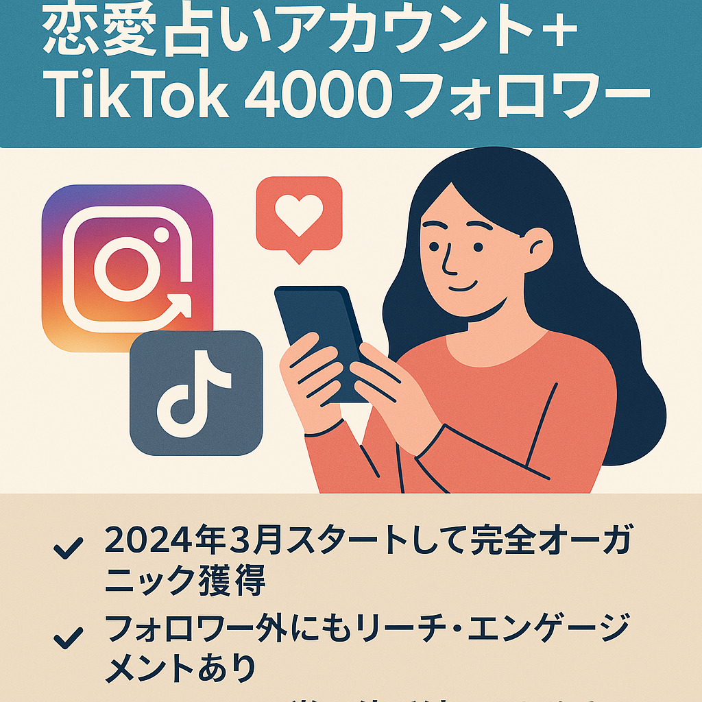 【Instagramフォロワー6700人】恋愛占いアカウント＋おまけtiktok4000フォロワーの2アカウントセット