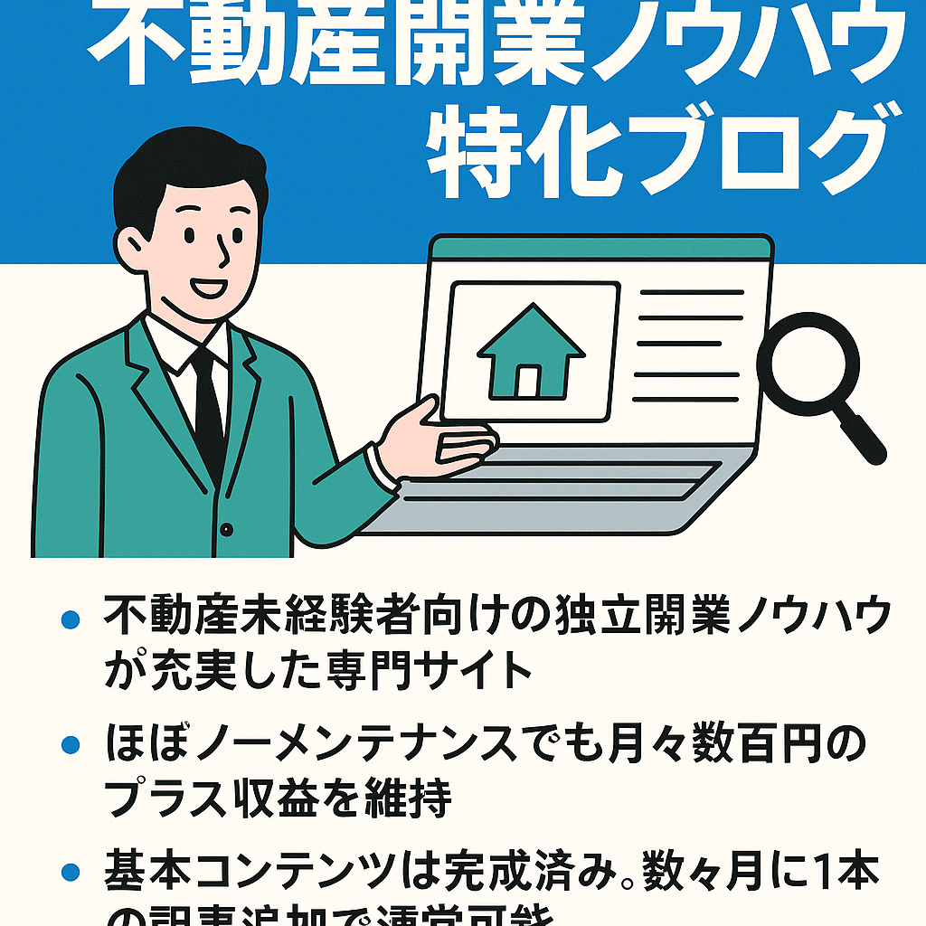 【不動産開業ノウハウ特化ブログ・SEO対策済み・即運用可】