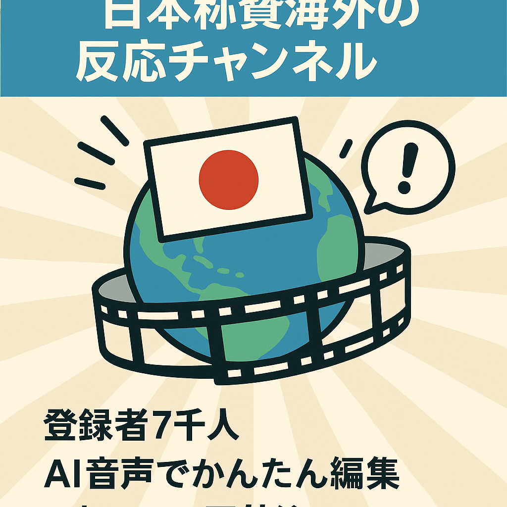 【最高利益約30万円・登録者7千人】日本称賛系・海外の反応チャンネル【外注可能・非属人】
