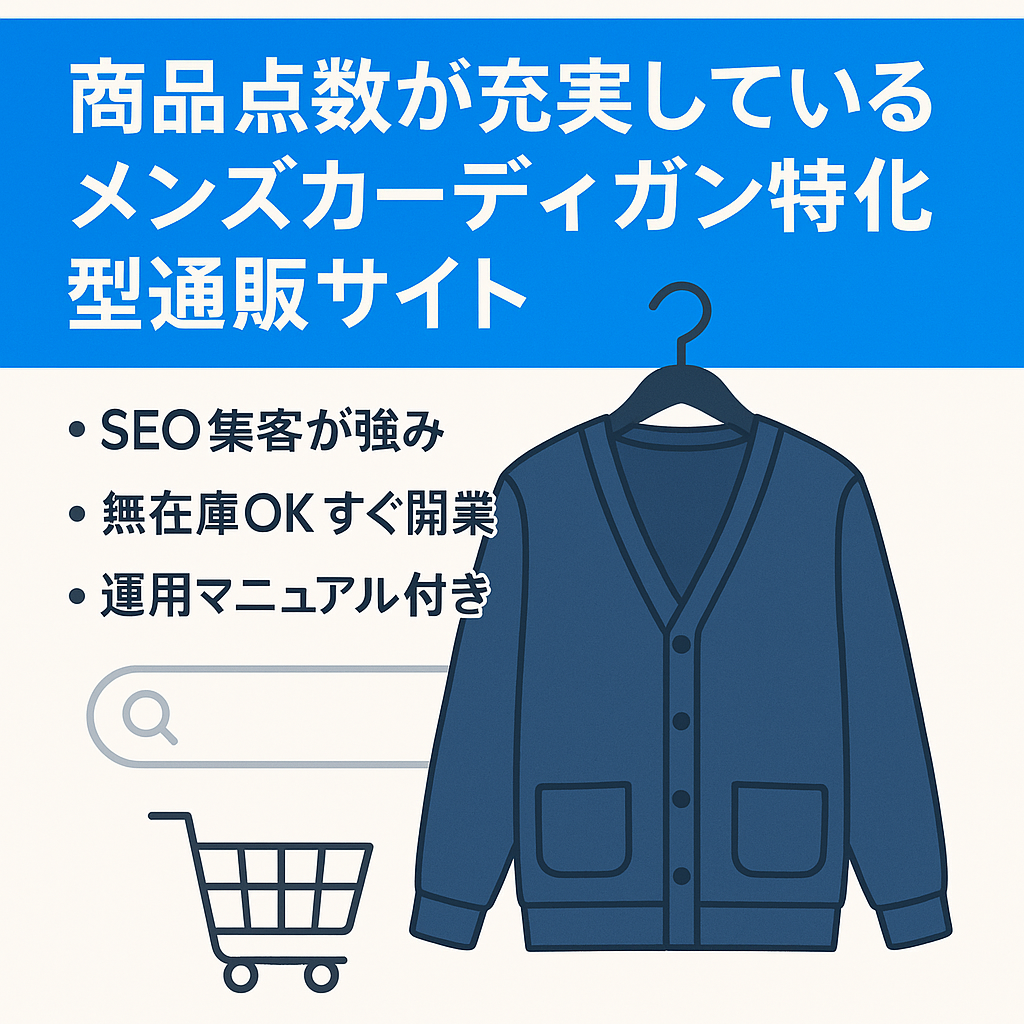 商品点数が充実しているメンズカーディガン特化型通販サイト