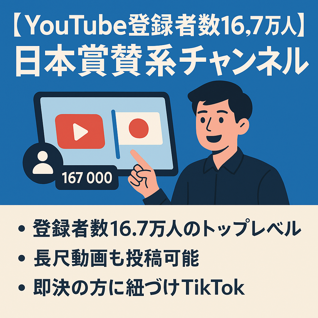 【YouTube登録者数16.7万人】日本賞賛系チャンネルジャンルトップの登録者数！