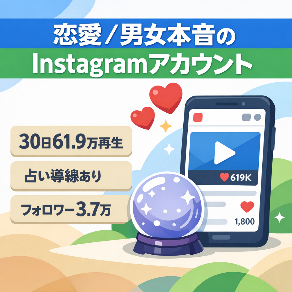 【月間61.9万imp】恋愛・男女本音系Instagram｜フォロワー3.7万・女性層メイン・占い導線構築済み