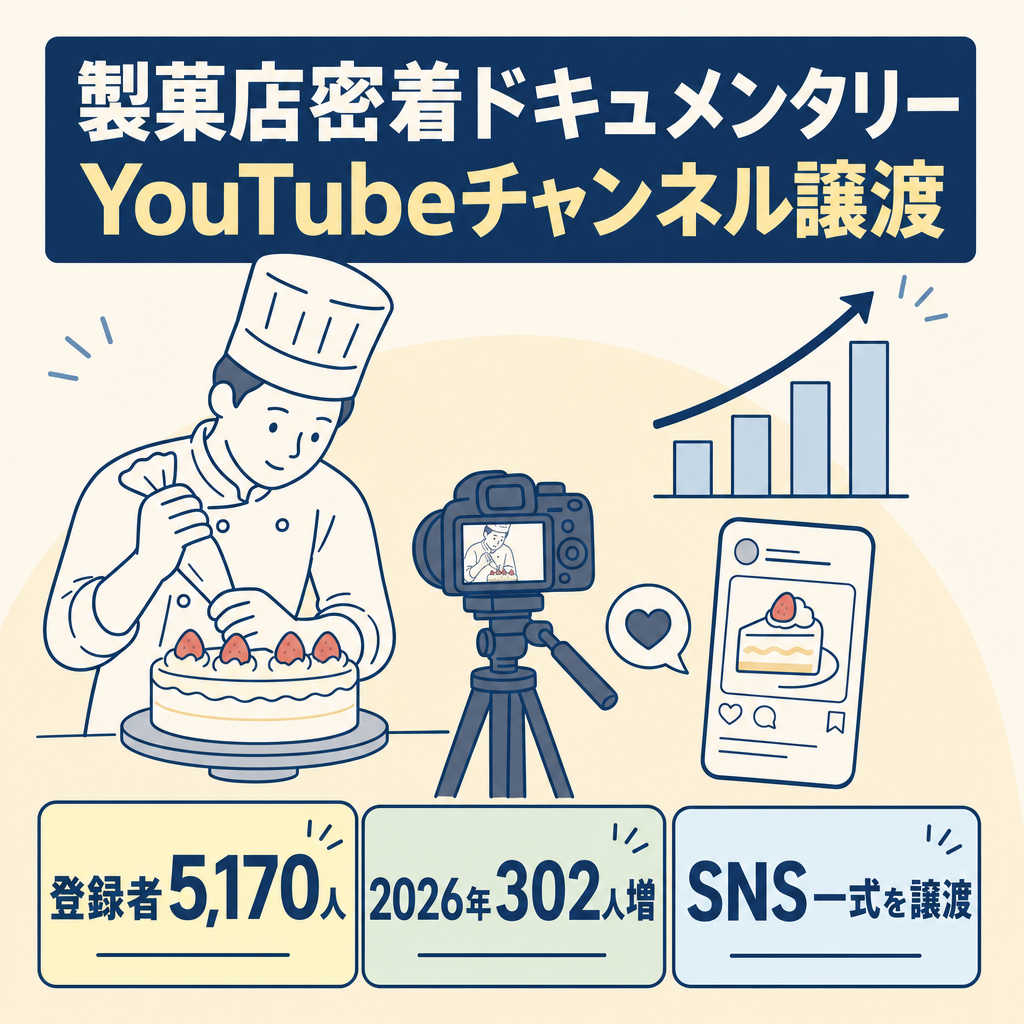 【登録者5,170人〜】製菓店密着ドキュメンタリー系YouTubeチャンネル譲渡