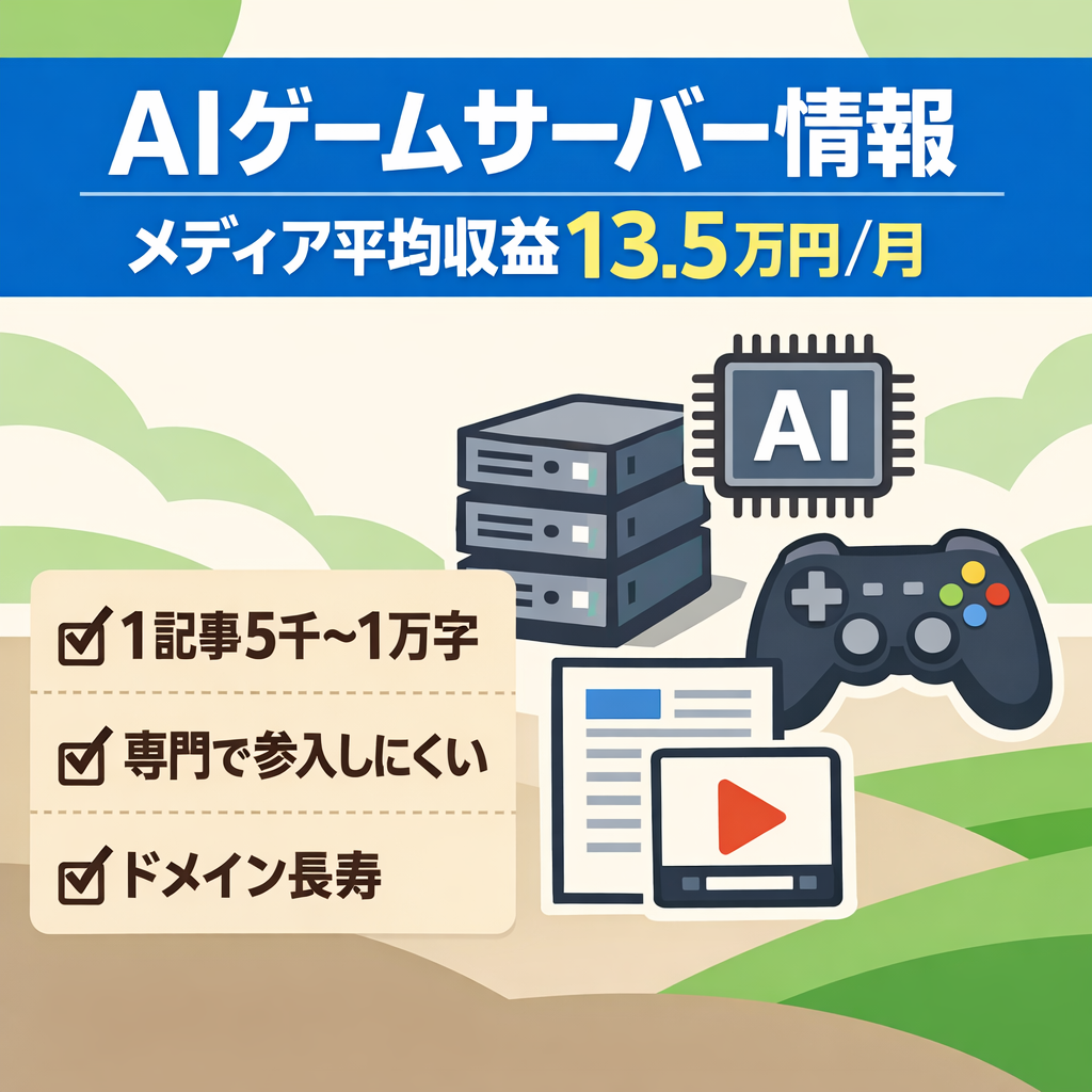 【過去半年平均収益：約13.5万円/月】レンタルサーバー / VPSを使ったAI・ゲームサーバー系の情報メディア
