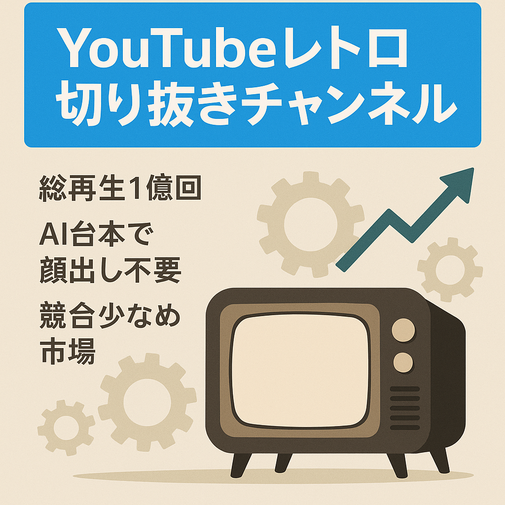 訳あり：切り抜き：【最高月収50万越え/登録者40,000人超/総再生回数約1億再生】顔出し不要、属人性なし、AIでリサーチから台本作成まで可能なレトロ系チャンネル！