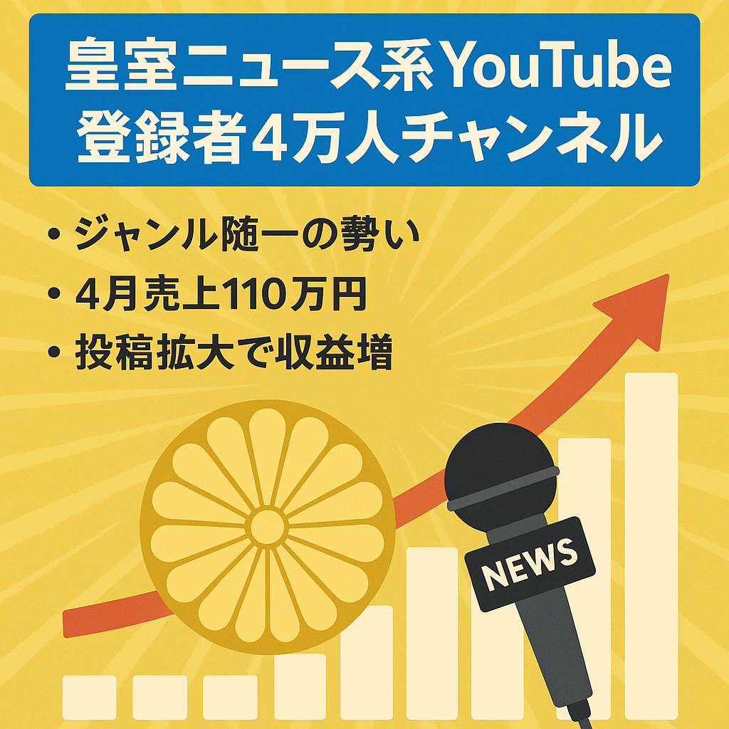 【4月利益約100万円・登録者4万人】皇室ニュース系YouTubeチャンネル