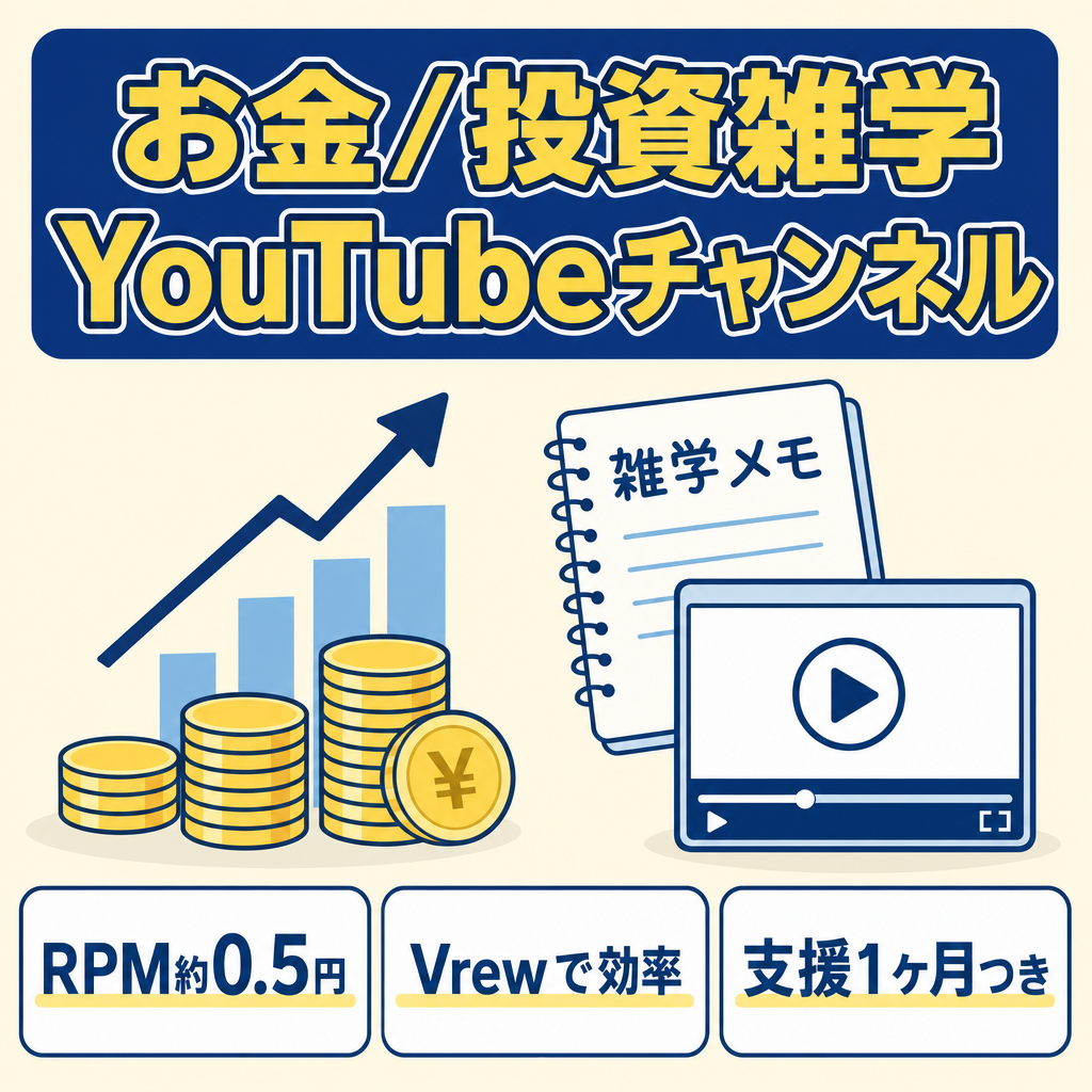 【収益化済・RPM約0.5円】お金/投資の雑学系YouTubeチャンネル
