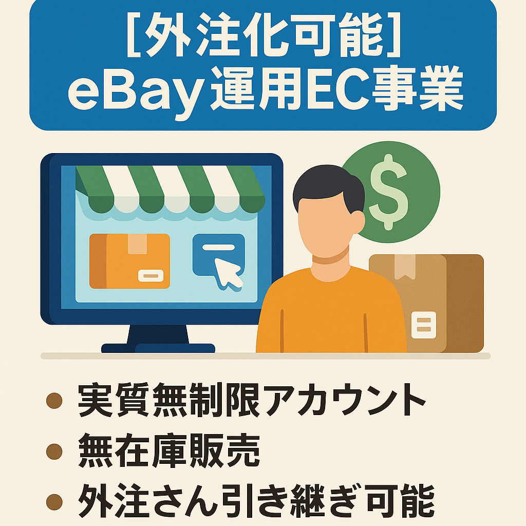超優良ebay2アカウントEC事業の譲渡（eBay運用）【外注化可能！教育済み外注さん交渉可！無在庫 Top Rated 実質無制限アカウント 1000万個、限度額50億 　ホビー、ゲーム他