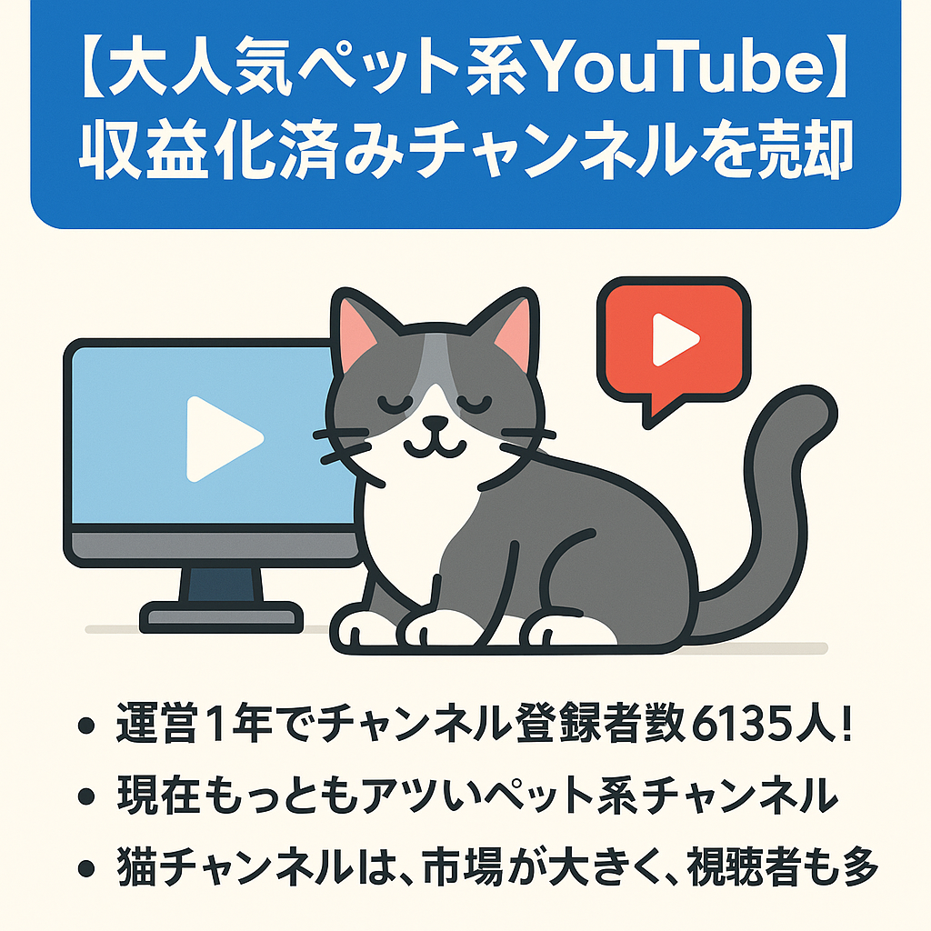 【大人気ペット系YouTube】収益化済みYouTubeチャンネルを売却します【早期売却希望】