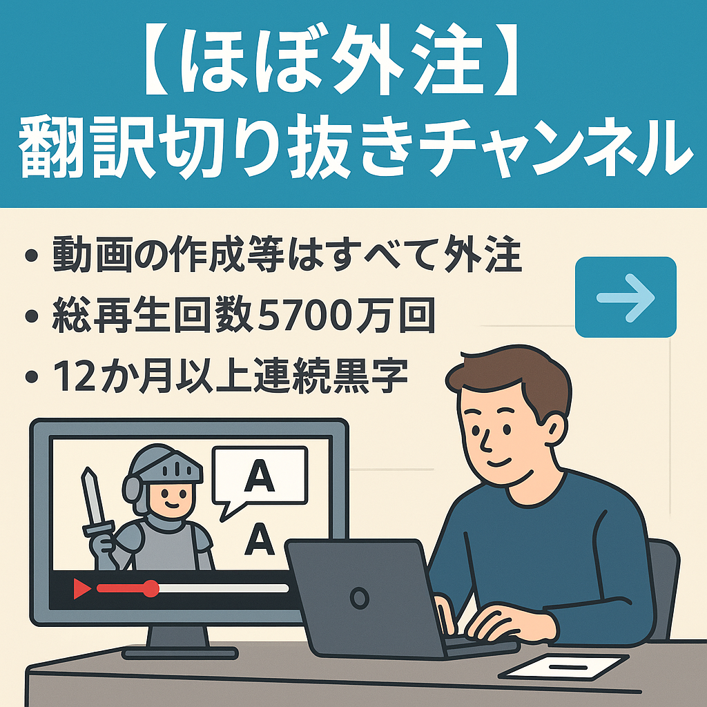 【ほぼ外注】海外ゲーム配信の翻訳切り抜きチャンネル（Youtube登録者４万人）【安定黒字】