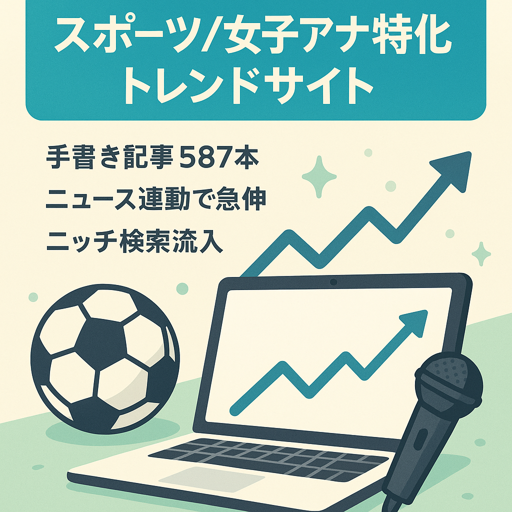 スポーツ選手、女子アナの特化トレンドサイト。Googleアドセンス向け記事（587記事）