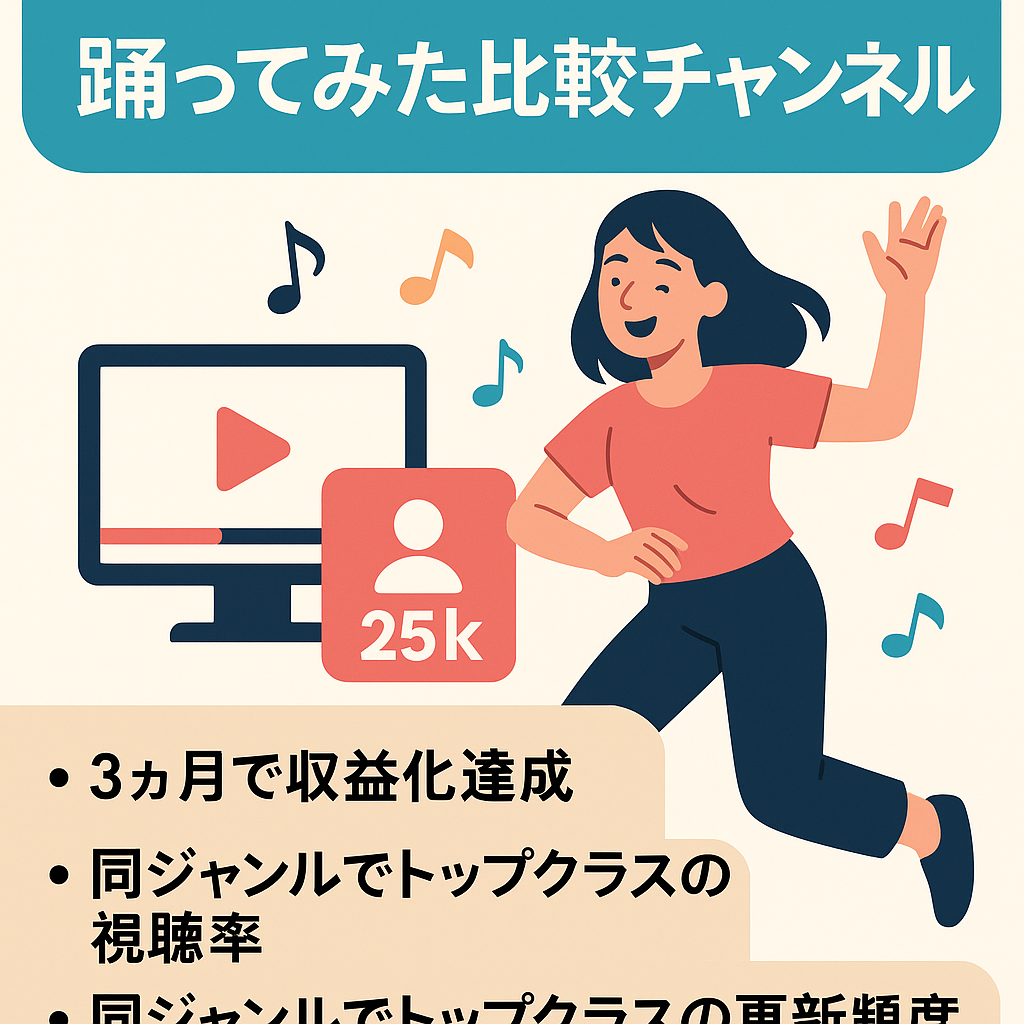 【ラクラク運用/5月見込み収益12万円/属人無し/登録者25,000人】踊ってみた比較チャンネル