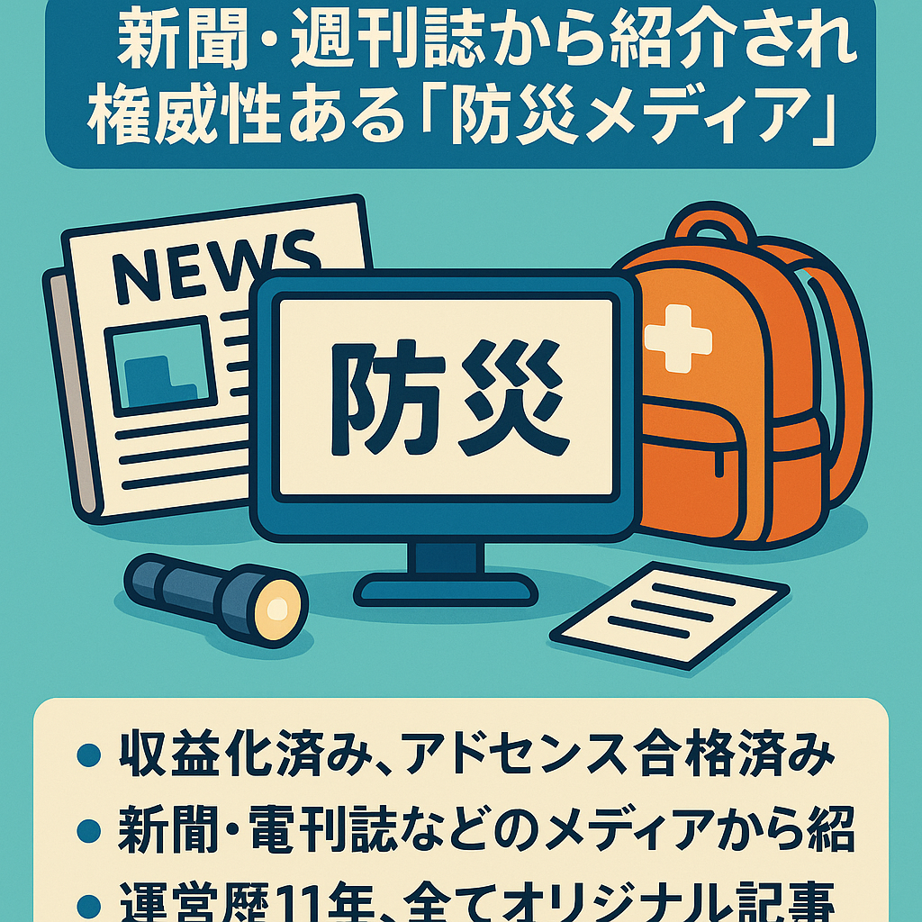 【収益化済み】新聞・週刊誌から紹介された権威性ある「防災メディア」
