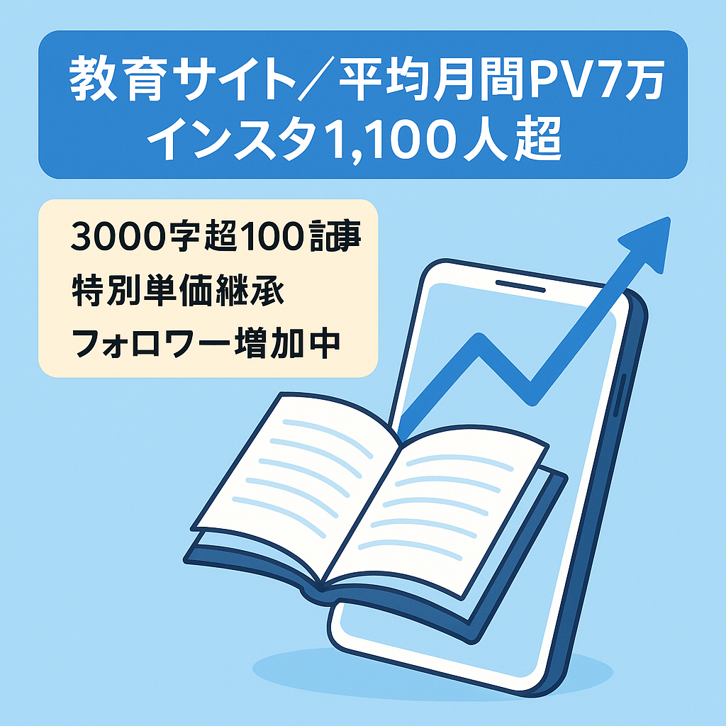 教育系サイト月間平均PV数7万！インスタフォロワー数1,100人超