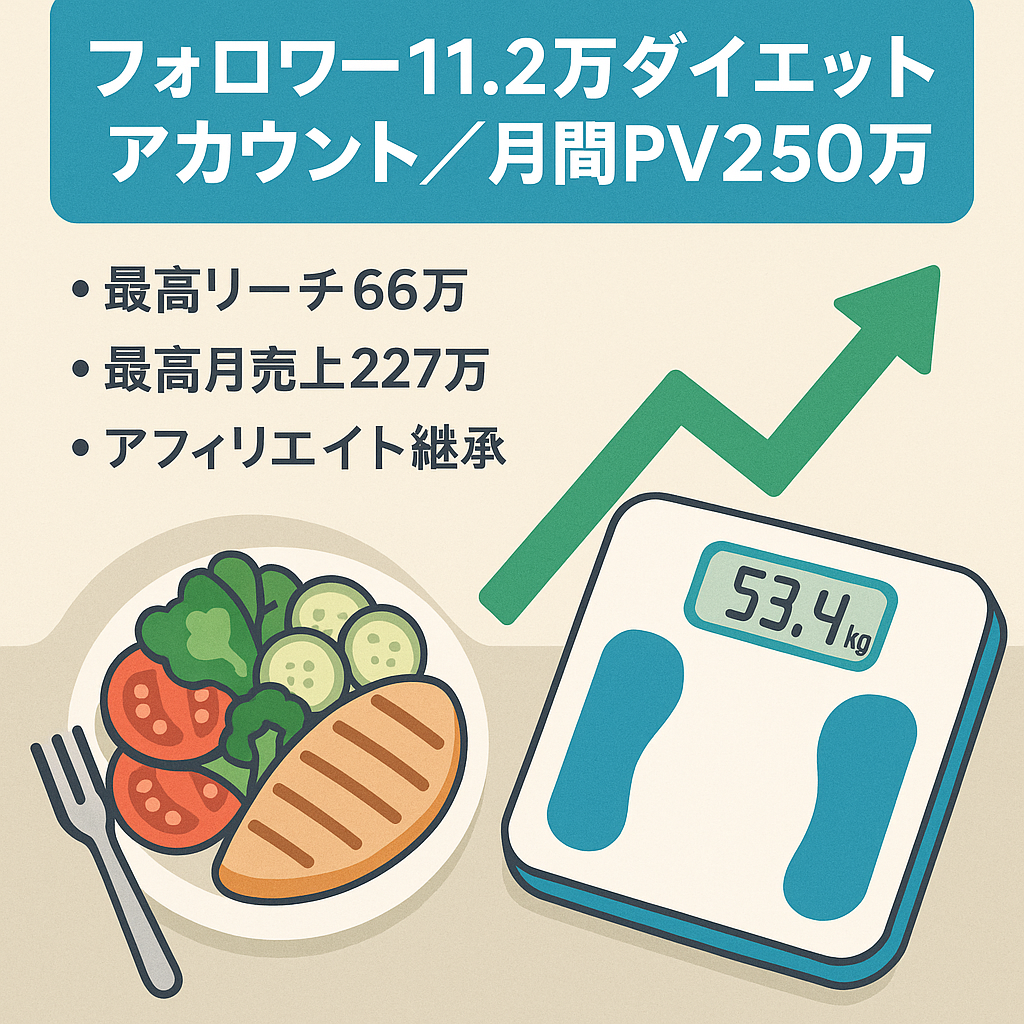 【フォロワー11.2万】ダイエットアカウント／月間250万PV