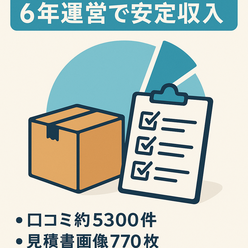 【安定収入年！PV数も上昇中！】6年運用で安定収入！引越し見積もりサイト！データベース型で口コミ約5300件、見積書画像約770枚掲載。