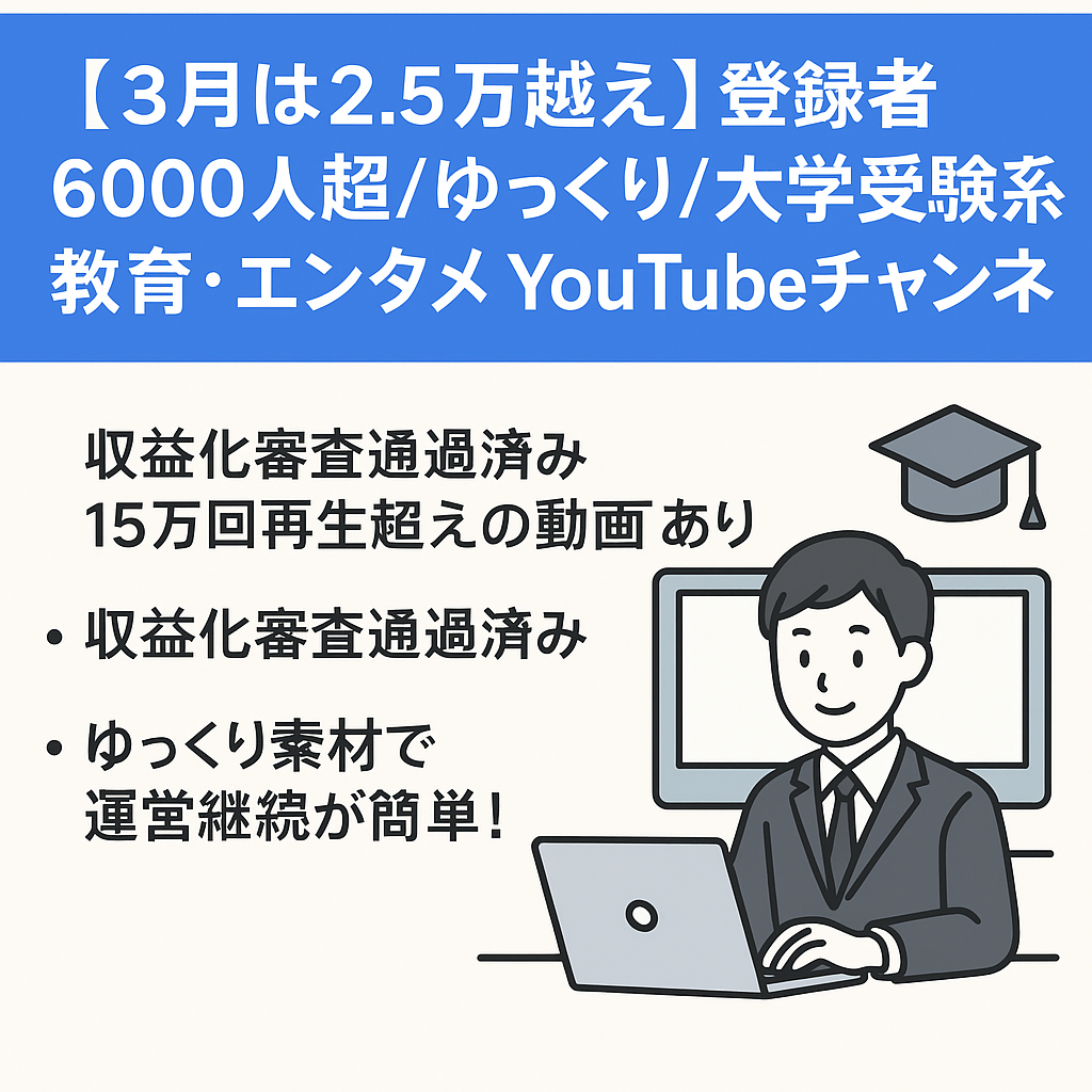 【3月は2.5万越え】登録者6000人超/ゆっくり/大学受験系　教育・エンタメ　YouTubeチャンネル