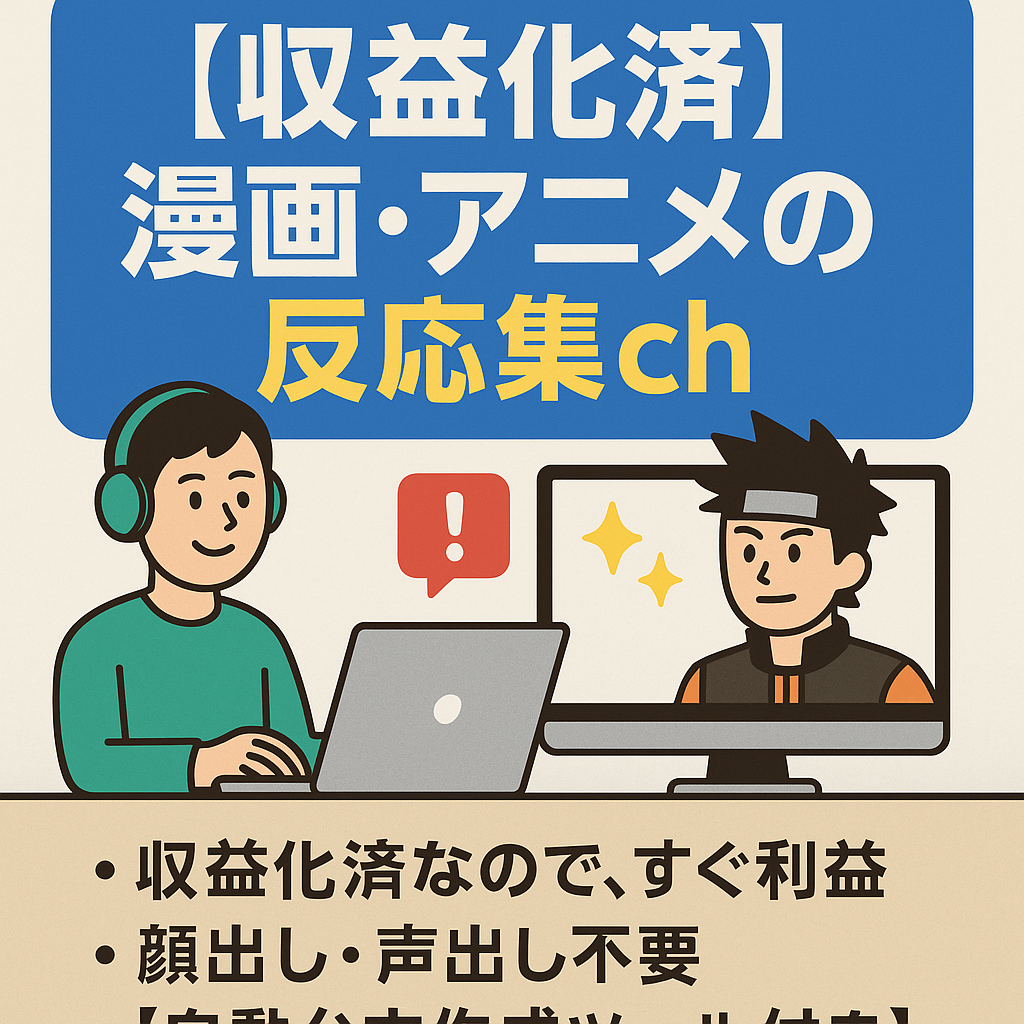 【収益化済・登録者1620人】過去最高92万再生/属人性なし/人気漫画・アニメの反応集ch【自動台本作成ツール付き】