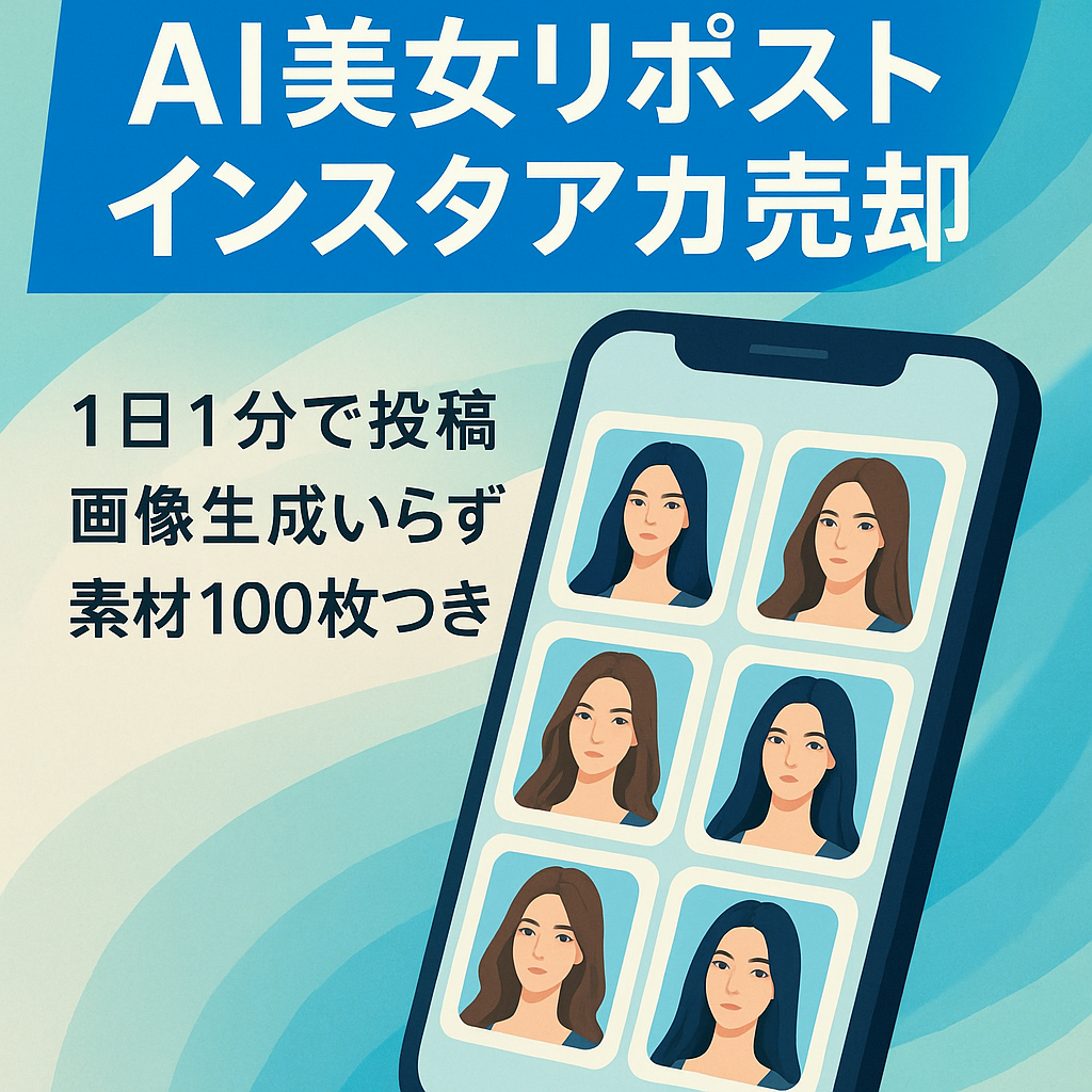 【話題のAI美女アカ◎初心者でもカンタン運営で収益化】リポストなので投稿が楽で1日1分だけ【有料会員サイト用の素材も100枚プレゼントでマネタイズ可能】