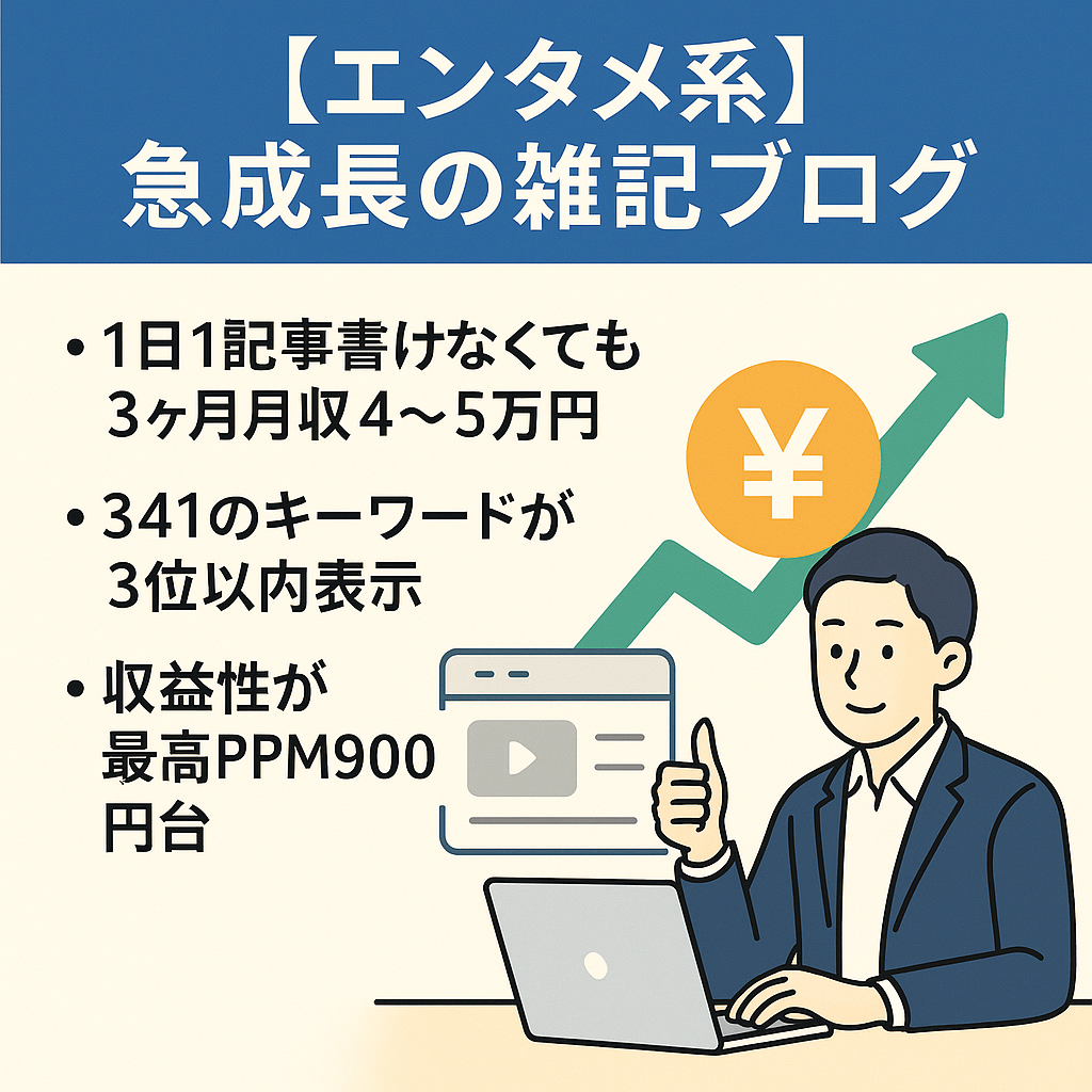 開始から4ヶ月で4~5万円キープの急成長サイト！ブログを始めたばかりの方でも月10万円狙える！RPM最高900円台のエンタメ系雑記ブログです