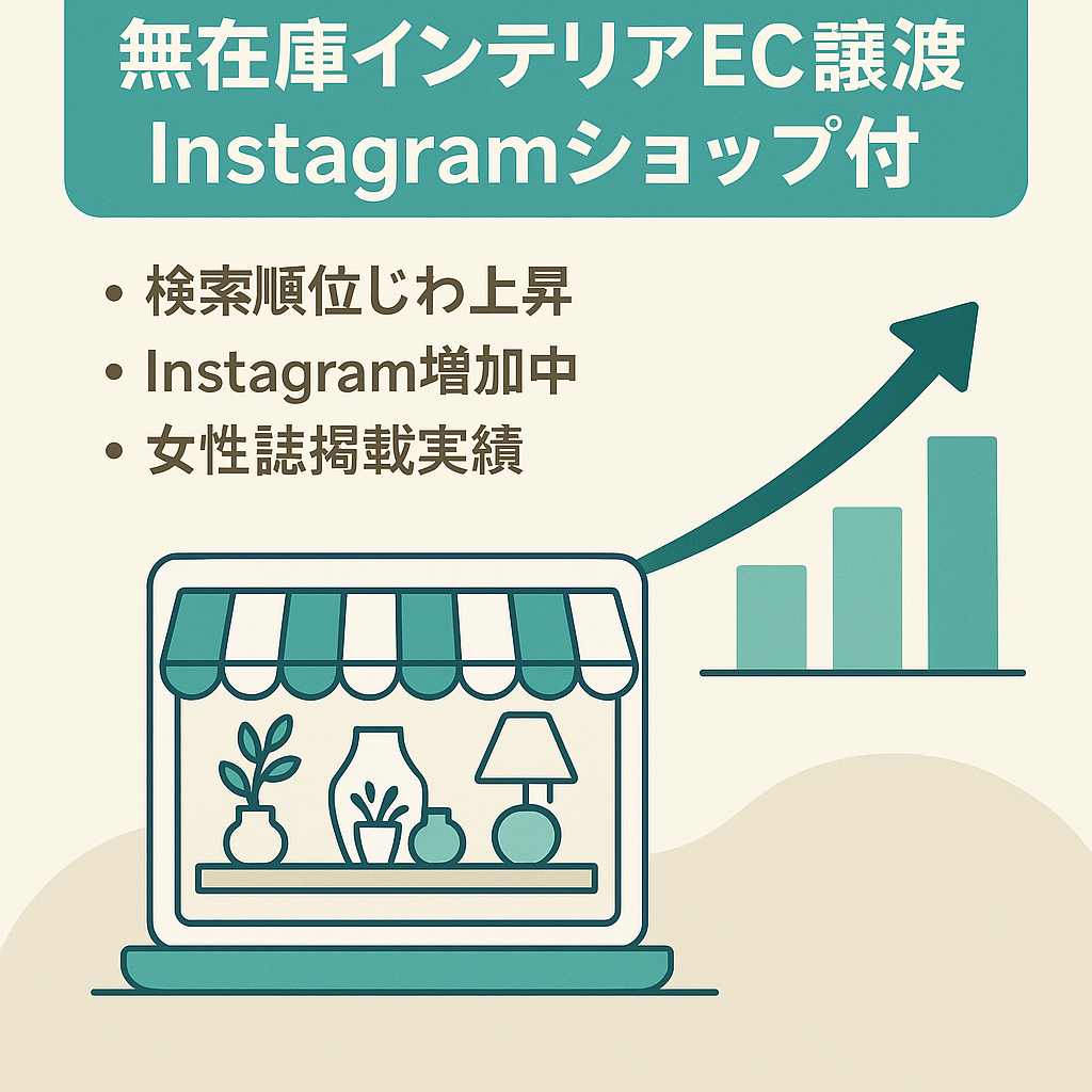 無在庫ECサイト/人気女性誌掲載/インテリア雑貨通販サイトとInstagramアカウント&ショップを譲渡する※アフターサポート付き