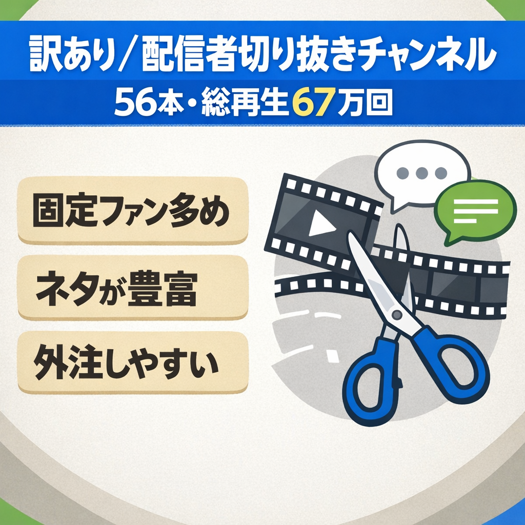 訳あり：某有名事務所のVtuber切り抜きch【投稿数56本・総再生67万回以上】